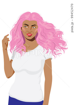 Dark skinned girl in white t shirt 99452470