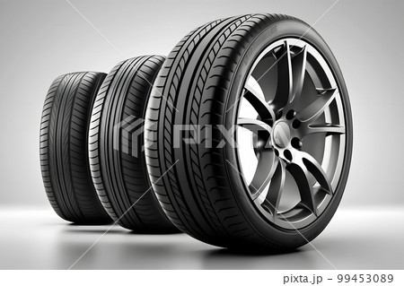 New car wheels for auto industry, service and maintenance repair business technology automotive concept. Neural network AI generated art 99453089
