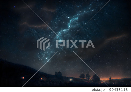 Surreal night sky full of stars and epic milky ways. Neural network AI generated art Surreal night sky full of stars and epic milky ways. Neural network AI generated art 99453118