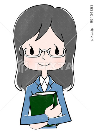 スーツ　本を持った女性のイラスト 99454865