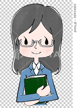 スーツ　本を持った女性のイラスト 99454865