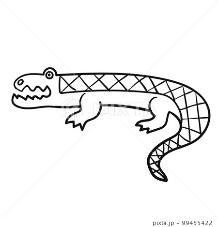Cartoon doodle linear crocodile isolated on white background. 99455422