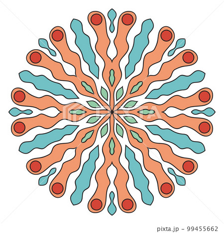 Cute Mandala. Ornamental round doodle flower isolated on white background. Geometric decorative ornament in ethnic oriental style. Cute Mandala. Ornamental round doodle flower isolated on white background. Geometric decorative ornament in ethnic oriental style. 99455662