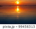 Red sunset over river. South Ukraine landscape. 99456313