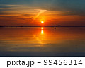 Red sunset over river. South Ukraine landscape. 99456314