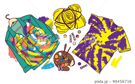 Draw on clothes jacket and t-shirt painted with paints 99456716