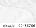 white silk textured cloth background,Closeup of rippled satin fabric with soft waves. 99456766