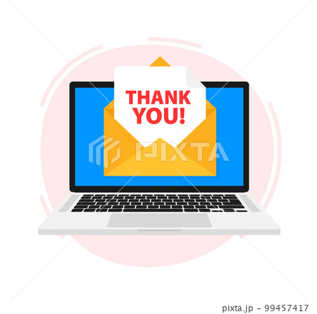 Letter in an envelope with thanks, thank you. Vector stock illustration. 99457417