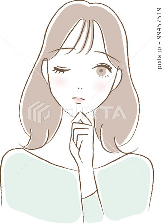 考えるポーズの若い女性のイラスト 考えるポーズの若い女性のイラスト 99457519
