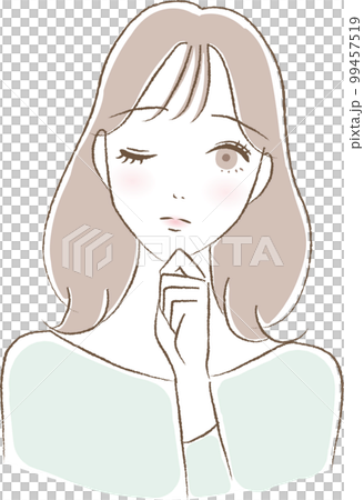 考えるポーズの若い女性のイラスト 考えるポーズの若い女性のイラスト 99457519