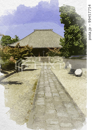 水彩画風 西大寺 本堂 奈良県奈良市 水彩画風 西大寺 本堂 奈良県奈良市 99457754