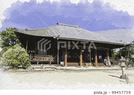 水彩画風 西大寺 本堂 奈良県奈良市 水彩画風 西大寺 本堂 奈良県奈良市 99457759