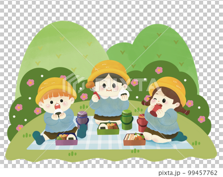 Children enjoying lunch on a field trip Children enjoying lunch on a field trip 99457762
