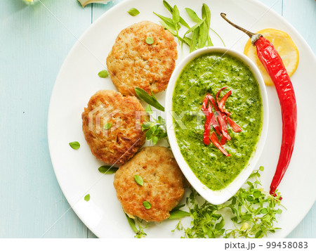 Cutlets and sauce Cutlets and sauce 99458083