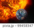 Planet Earth and huge Sun. Elements of this image furnished by NASA. 99458347