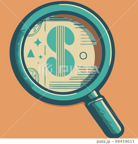 magnifying glass object magnifying money dollar 99459015