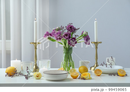 Concept of spring season beautiful table setting 99459065