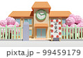 卒業式の学校の校舎と桜 99459179