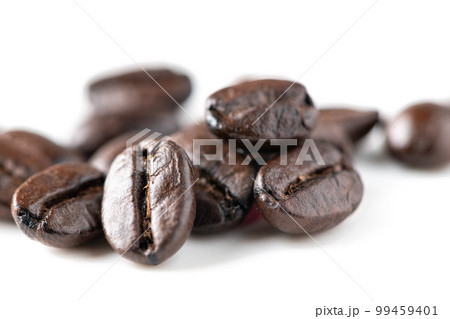 Closed up of coffee bean isolated on white background, beverage concept 99459401