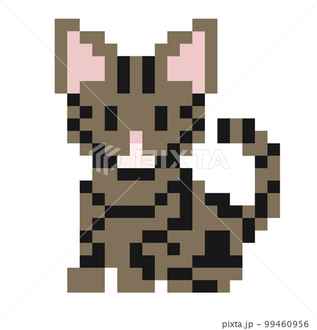 キジトラ猫の粗めドットイラストのイラスト素材 [99460956] - PIXTA