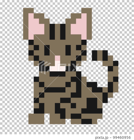 キジトラ猫の粗めドットイラストのイラスト素材 [99460956] - PIXTA