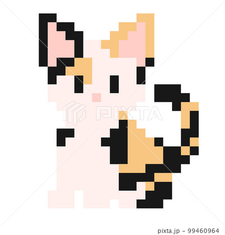 ミケ猫の粗めドットイラスト ミケ猫の粗めドットイラスト 99460964