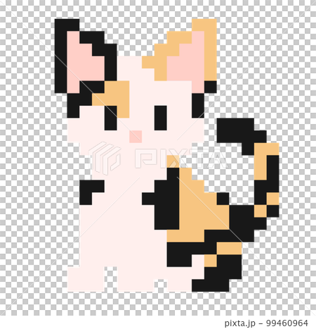 ミケ猫の粗めドットイラスト ミケ猫の粗めドットイラスト 99460964