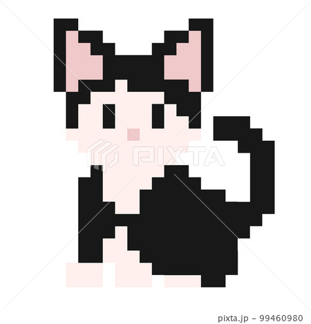 黒白猫の粗めドットイラスト 黒白猫の粗めドットイラスト 99460980