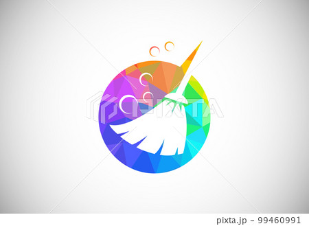 Low Poly Cleaning Service Logo Design Template, Cleaning company logo sign symbol. 99460991