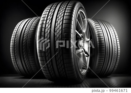 New car wheels for auto industry, service and maintenance repair business technology automotive concept. Neural network AI generated art 99461671