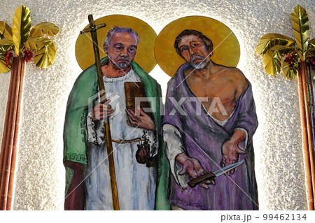 St. Matthew and St. Bartolomew on tha altar of the church of Saint Blaise in Zagreb, Croatia 99462134