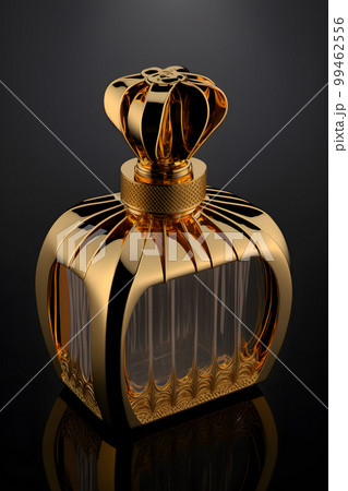 A Bottle of Perfume Women Eau De Parfum in Bottle Isolated on Black. Fragrance for Women Perfume Spray. Neural network AI generated art 99462556