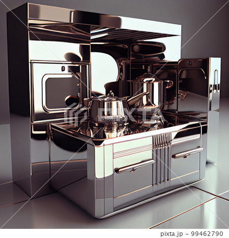 futuristic metal kitchen. equipment and design futuristic metal kitchen. equipment and design 99462790