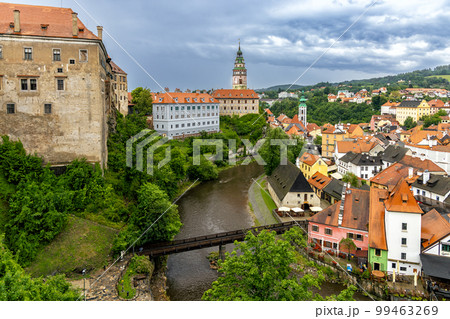 Historic town of Cesky Krumlov on the Vltava River, Bohemia, Czech Republic 99463269