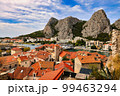 Croatia, Dalmatia, town of Omis,  View of the mountains, old town, river Cetina. 99463294