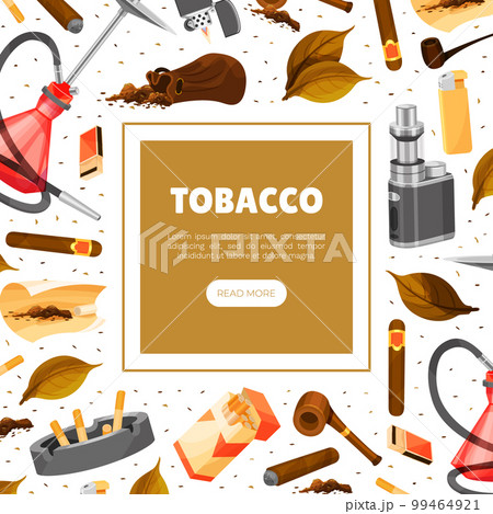 Tobacco Products Banner Design with Cigar and Smoking Pipe Vector Template 99464921
