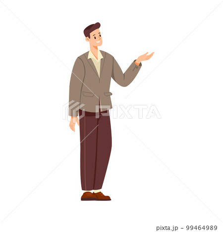 Man Teacher Character Standing and Explaining Something Vector Illustration 99464989