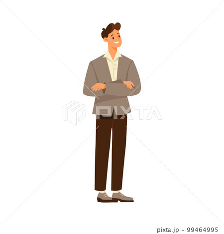 Man Teacher Character Standing and Explaining Something Vector Illustration 99464995
