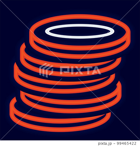 Group of colored casino roulette coin icon Neon Style Vector 99465422