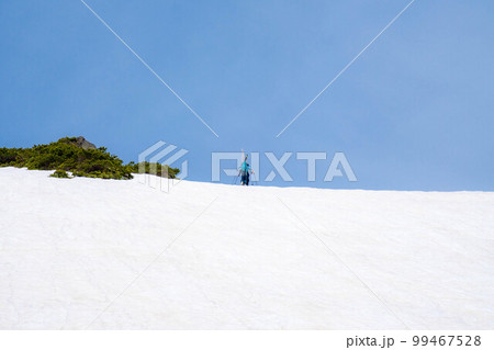 【アウトドア素材】春スキーを楽しむスキーヤー【長野県】 99467528