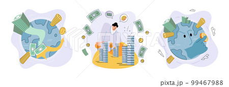 Person analyzes profit weighing earnings on scales, income, expenses money. Business profit increase Person analyzes profit weighing earnings on scales, income, expenses money. Business profit increase 99467988