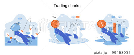 Whale emerges from water and holds gold coins on its nose. Inexperienced investor, bad investment Whale emerges from water and holds gold coins on its nose. Inexperienced investor, bad investment 99468052