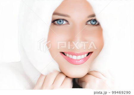 Winter fashion and beauty, beautiful woman in white fur coat. Winter fashion and beauty, beautiful woman in white fur coat. 99469290