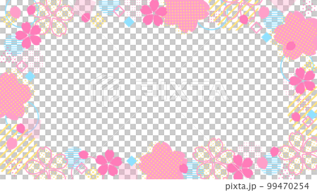 色彩繽紛童趣櫻花幾何圖形框橫長 99470254