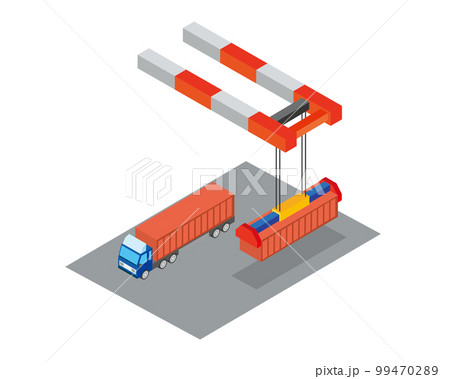 コンテナとクレーン 99470289