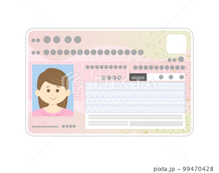 若い女性の、マイナンバーカードのイラスト 若い女性の、マイナンバーカードのイラスト 99470428
