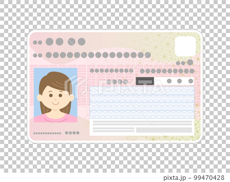 若い女性の、マイナンバーカードのイラスト 若い女性の、マイナンバーカードのイラスト 99470428