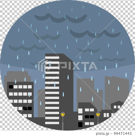 雨天の薄暗い街 99471443