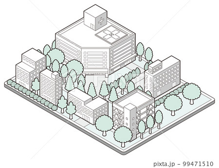 建物の立体的なイラスト. 街並みの景観. 99471510