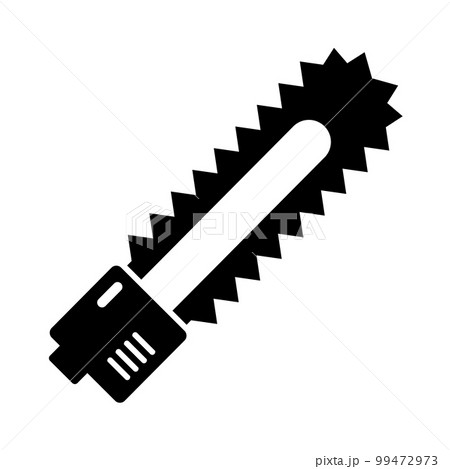シンプルなチェンソーのシルエットアイコン。ベクター。 99472973